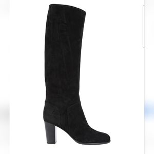 Sergio Rossi black suede knee high high heels boots 9/9.5